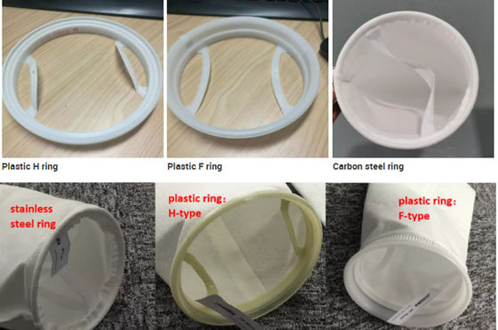 Plastic Ring Welded Liquid Filter Bag PP / PE / Nylon Mesh 100 Micron