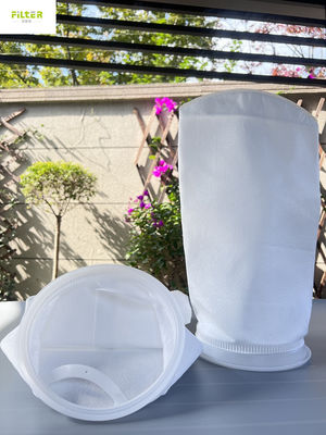 Polyester 5u PP Liquid Water Filter Bag 7"X32" With Plastic Ring