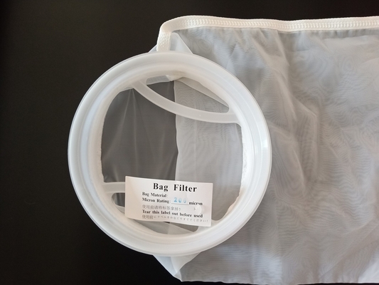 Round Nylon Mesh Liquid Filter Bag 300 Micron With Plastic Ring